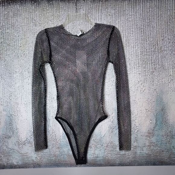 Zara Rhinestones Mesh Bodysuit - Picture 12 of 13